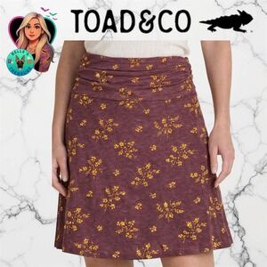 Toad&Co Chaka Skirt Plum Purple Floral Organic Cotton Tencel Jersey Knit Large